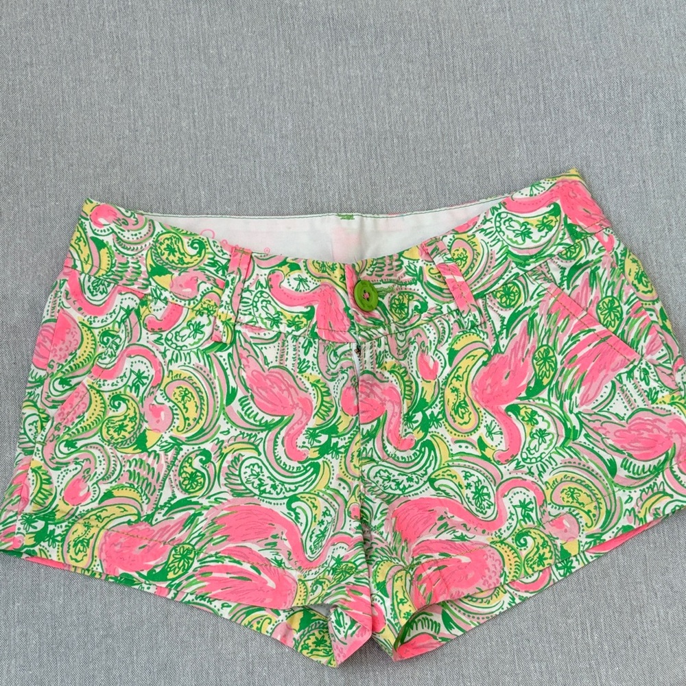 Lilly Pulitzer Women’s Printed Cotton Shorts in Pink & Green